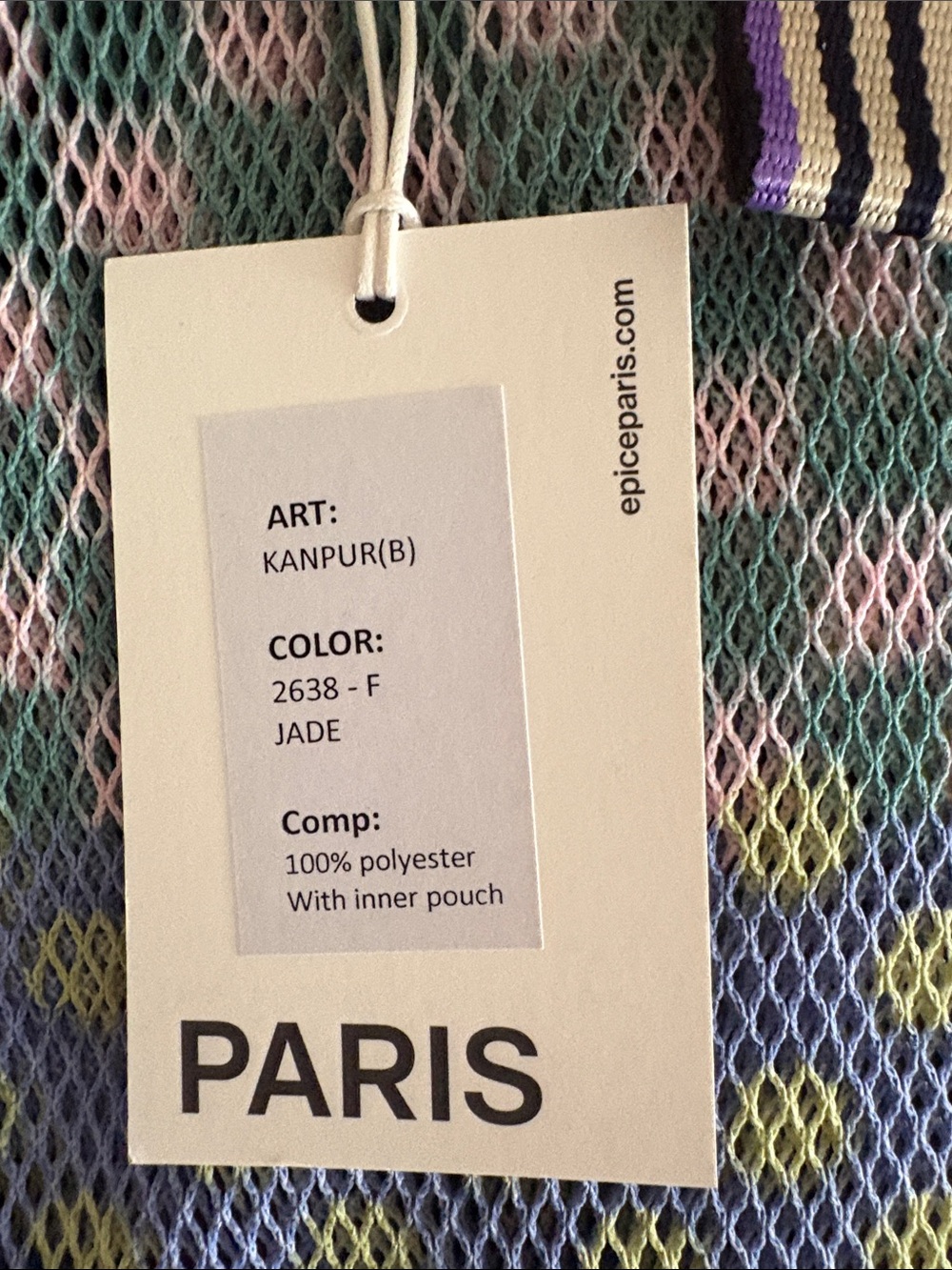 Epice Multicolor Pastel Mesh KanpurTote with Striped Handle - Picture 3 of 6